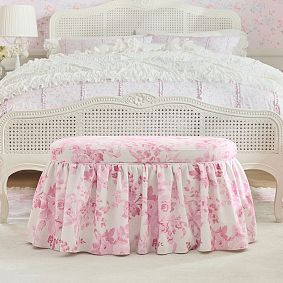 LoveShackFancy Skirted Oval Storage Bench (33.5")