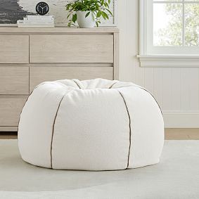 Large Camden Faux Fur Ivory Bean Bag Chair Slipcover Only