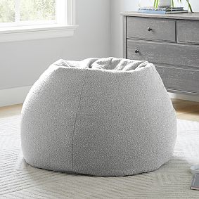 Large Chunky Bouclé Mist Grey Bean Bag Chair