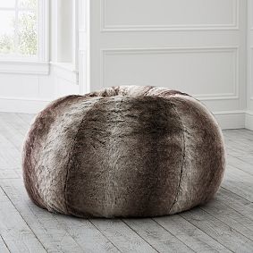 Large Grey Ombre Faux-Fur Bean Bag Chair