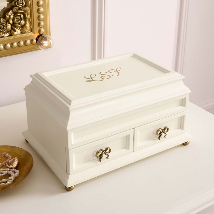 Pink Love アンティークホワイト木製キャビネット LoveShackFancy Regency Jewelry Box | Pottery Barn Teen