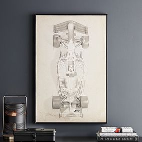 Formula 1&reg; Car Black & White Framed Sketch Art