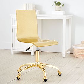 Gold Glitter Acrylic Swivel Desk Chair