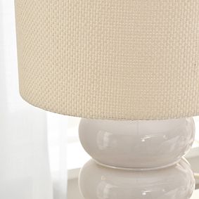 Ceramic Bubble Table Lamp with Woven Shade (18")