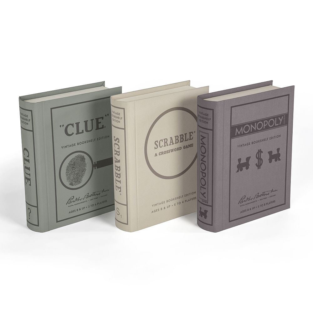 Vintage Bookshelf Collection 3-Pack: Monopoly®, Scrabble®, Clue® - Monopoly, Scrabble, Clue