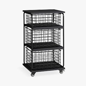 Open Box: Metal Grid Storage Cart (16"W x 28"H) - Black
