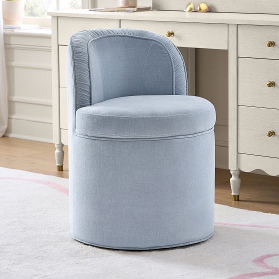 Kennedy Pleated Swivel Vanity Stool | Pottery Barn Teen