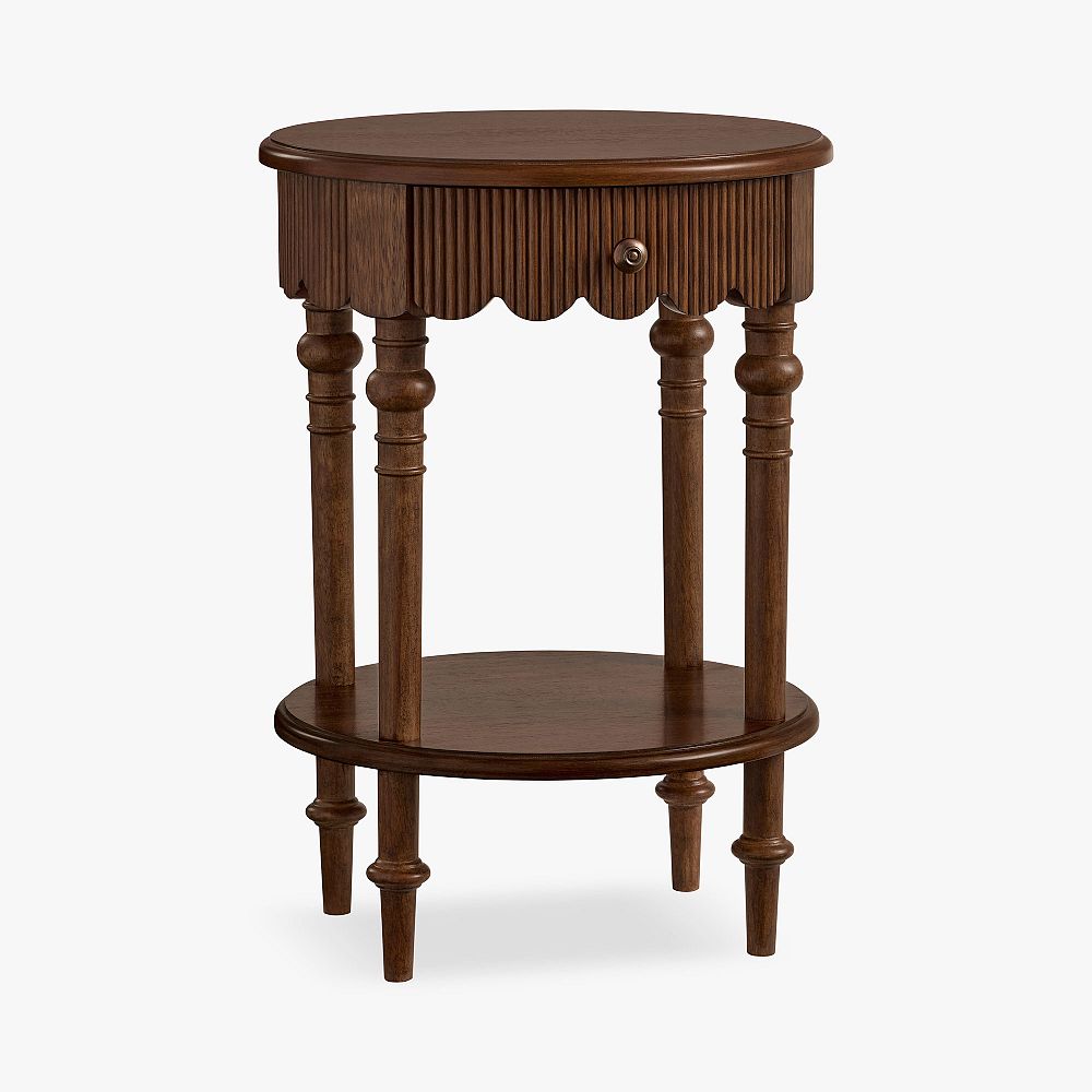 Chris Loves Julia Scallop Nightstand (16d") - Heritage Walnut