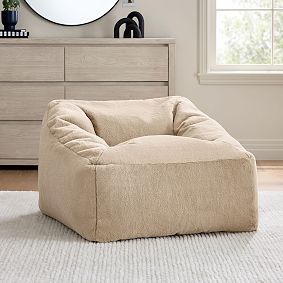 Large Badgley Fur Sand Modern Bean Bag Lounger