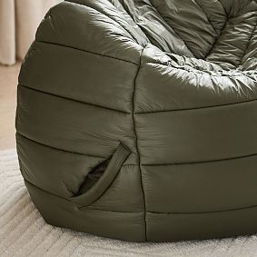 Large Forest Green Puffer Bean Bag Chair Slipcover Only