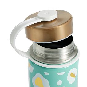 Slim Aqua Gold Metallic Leopard Water Bottle