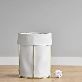 Vegan Leather and Gold Waste Basket