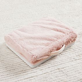 Adjustable Bunny Fur Lapdesk with Storage- Blush