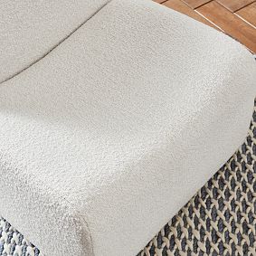 Chunky Bouclé Ivory Laid-Back Lounge Chair &amp; Ottoman