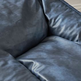 Large Faux Leather Navy Modern Bean Bag Lounger