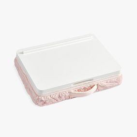 Adjustable Bunny Fur Lapdesk with Storage- Blush