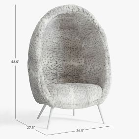Gray Leopard Faux-Fur Cave Chair