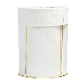 Vegan Leather and Gold Waste Basket
