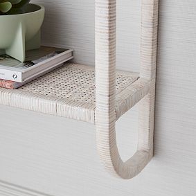3-Tier Whitewash Coastal Rattan Bookcase