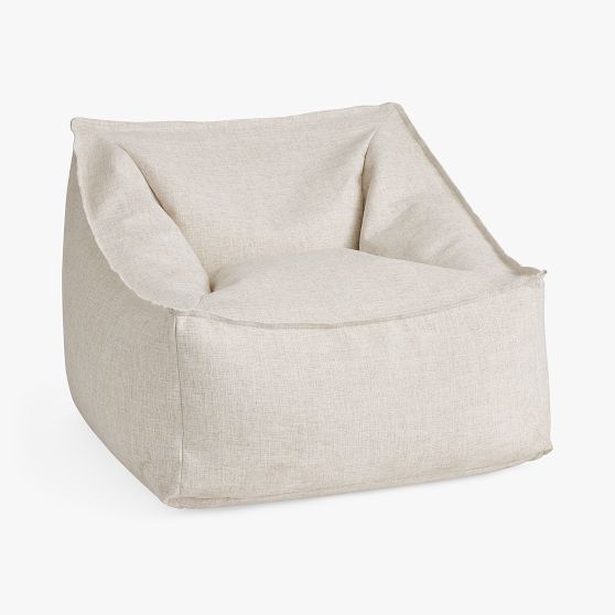 Large Eco-Performance Textured Weave Oat Modern Bean Bag Lounger