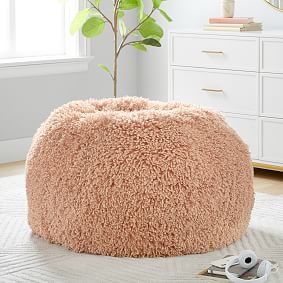 Large Mongolian Faux-Fur Rose Bean Bag Chair
