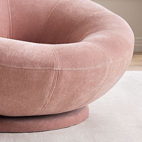 Rustic Chenille Misty Rose Groovy Swivel Chair