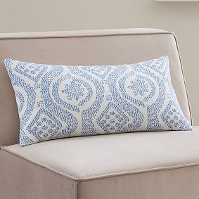 Embroidered Lumbar Pillow Cover