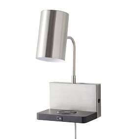 Open Box: Sconce With Wireless Charging Ledge And USB - Nickel