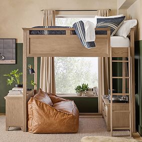 Hampton Full Loft Bed with Media &amp; Bookcase Set