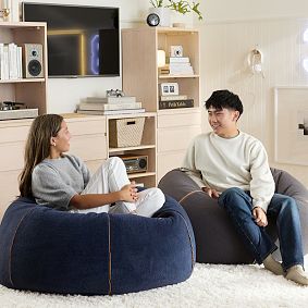 Large Camden Faux Fur Charcoal Bean Bag Chair Slipcover Only