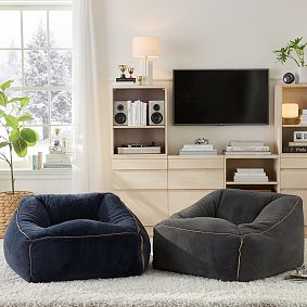 Large Camden Faux Fur Charcoal Modern Bean Bag Lounger