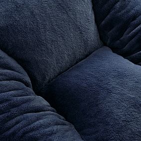 Large Camden Faux Fur Navy Modern Bean Bag Lounger