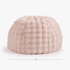 Large Marshmallow Faux Fur Pink Bean Bag Chair Slipcover Only - Thumbnail 4