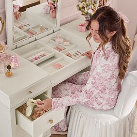 LoveShackFancy Damask Ruffle Long Bamboo Viscose Pajama Set