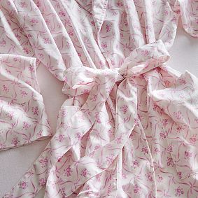 LoveShackFancy Floral Trellis Silky Robe &amp; Floral Trellis Eye Mask Set