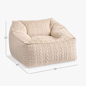 Large Cable Faux Fur Camel Modern Bean Bag Lounger