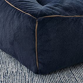 Large Camden Faux Fur Navy Modern Bean Bag Lounger