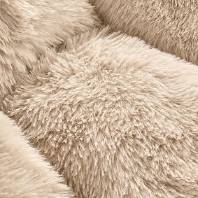 Large Sparkle Faux Fur Taupe Modern Bean Bag Lounger