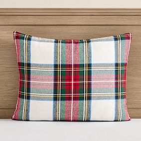 Open Box: Stewart Plaid Flannel Reversible Sham, Standard - Ivory Multi