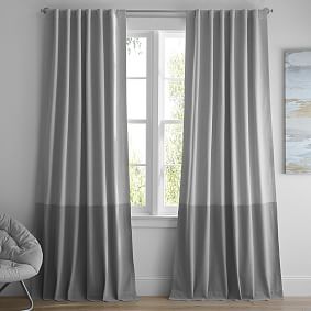 Color Block Blackout Curtain Set