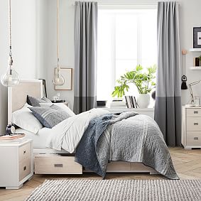 Color Block Blackout Curtain Set