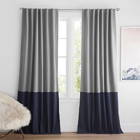 Color Block Blackout Curtain Set