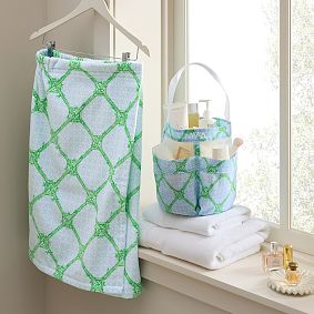 Lilly Pulitzer Bamboo Butterfly Shower Caddy &amp; Bath Wrap Set