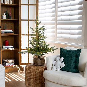 Pre-Lit Christmas Tree in Jute Wire Planter (3 Ft.)