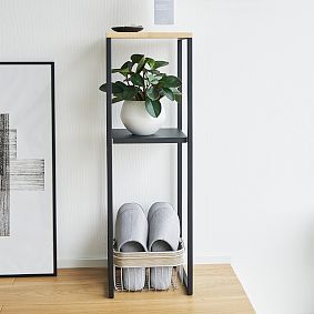 Wood &amp; Metal Two-Tier Storage End Table (10")
