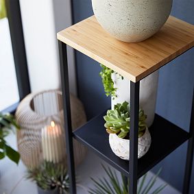Wood &amp; Metal Two-Tier Storage End Table (10")