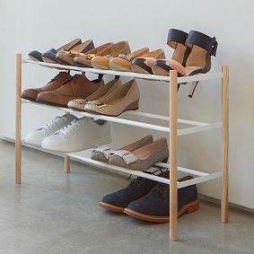 Wood/Metal Expandable Shoe Rack