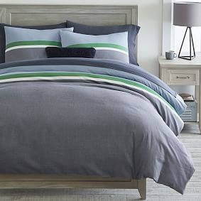Chambray Colorblock Organic Duvet Cover