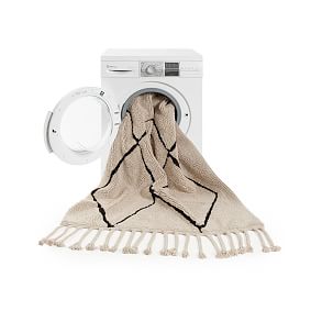 Bereber Beige Geometric Washable Cotton Rug