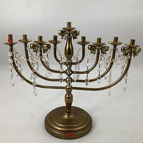 Open Box: LoveShackFancy Crystal Bow Menorah - Gold